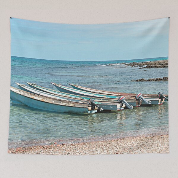 Item preview, Wooden Fishing Boats Seascape, Socotra, Yemen designed and sold by worldways.