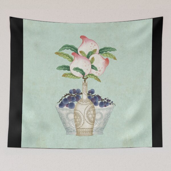 Item preview, Fruits: Peaches and grapes type-E (Minhwa-Korean traditional/folk art) designed and sold by minsillust.