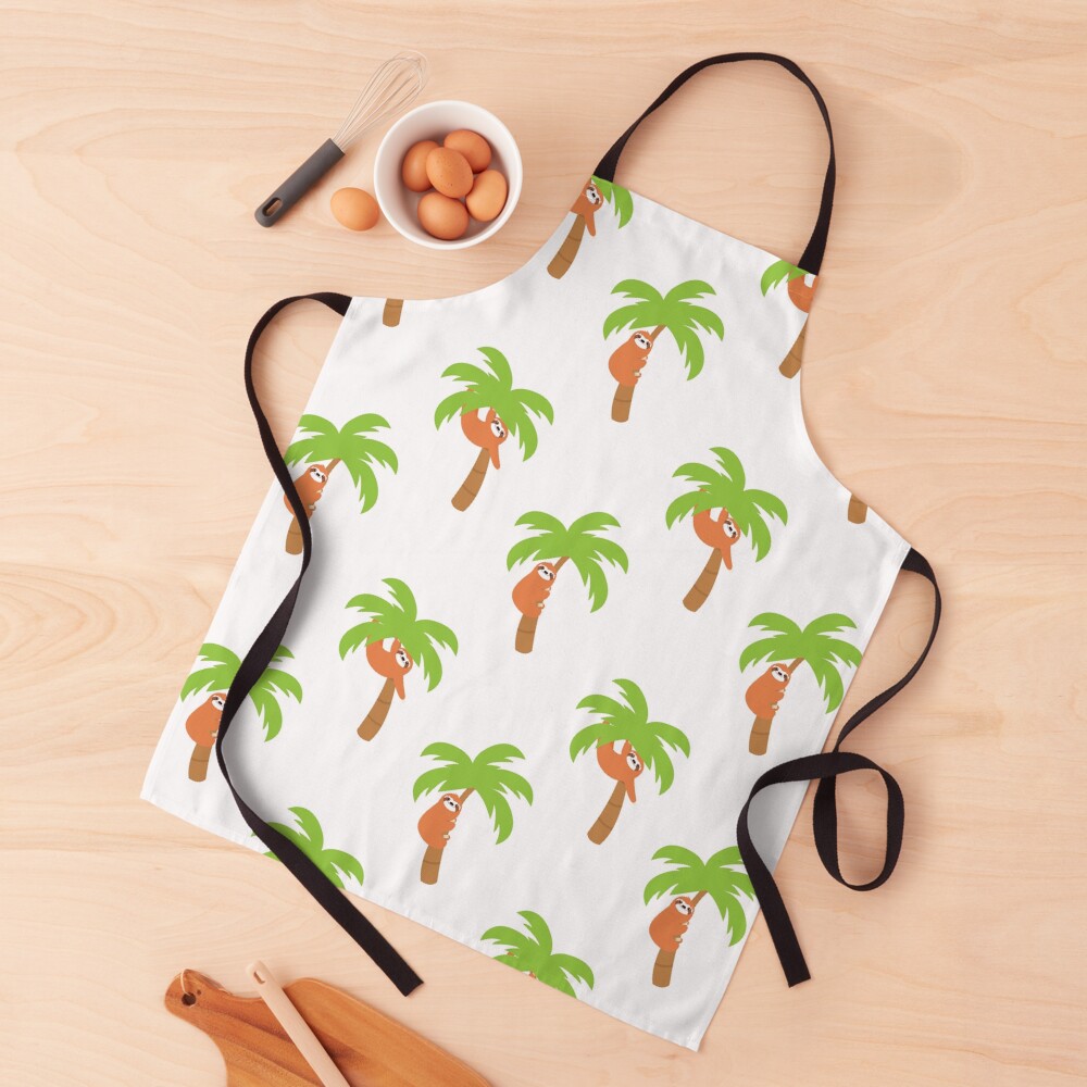 Sloth Hanging on Coconut Tree Apron