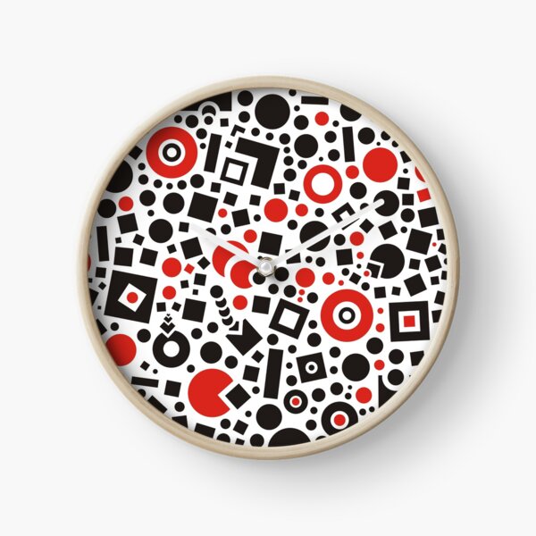 Art Atack Red Black Circles And Squares Clock