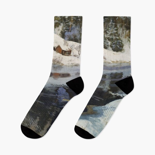 Item preview, Frits Thaulow - Winter at the River Simoa designed and sold by Impressionist Masters.