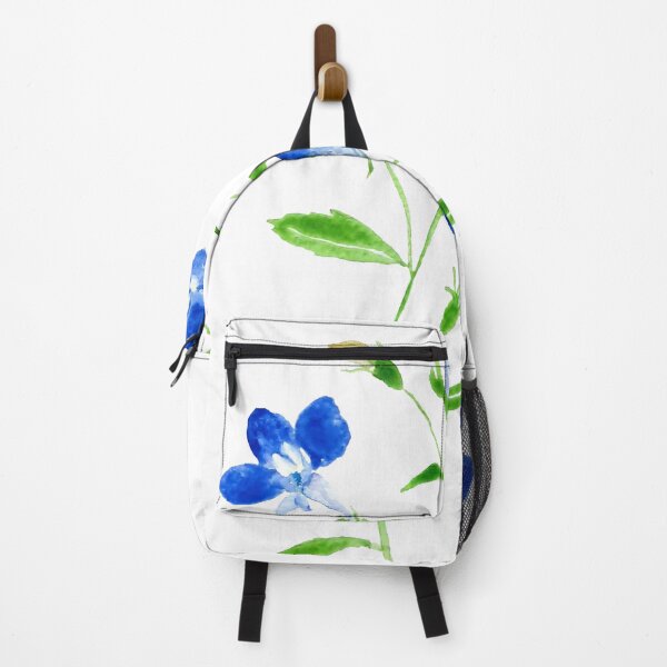 Item preview, hand painted blue eyed Mary flower blue Lobelia watercolor designed and sold by ColorandColor.