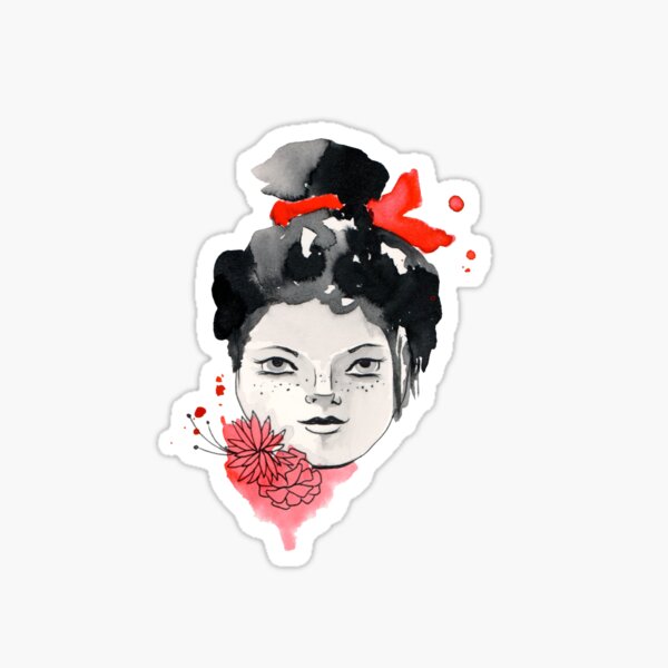 Freckled Watercolor Girl Sticker