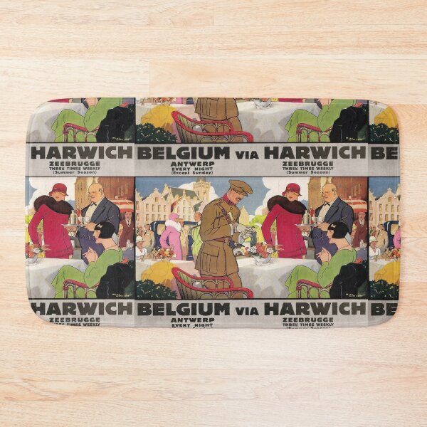 Item preview, Belgium via Harwich vintage travel poster designed and sold by stickart-marek.