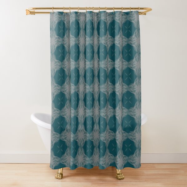 Teal and deals gray shower curtain