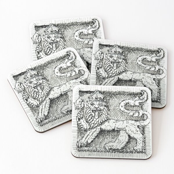 Item preview, Heraldic lion king fineliner black and white sketch designed and sold by Landeburge.