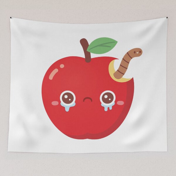 Item preview, Sad Crying Apple With Worm designed and sold by rustydoodle.