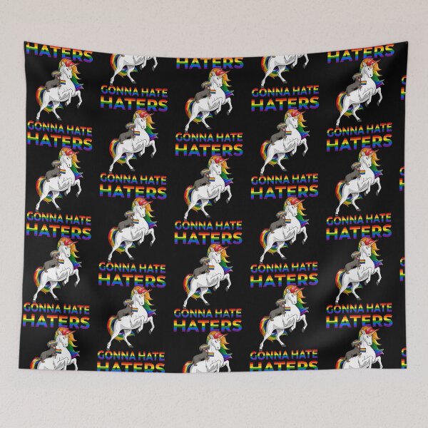Item preview, LGBT Gay Pride Dachshund Dog Riding Unicorn Haters Gonna Hate designed and sold by fatamyfan1.