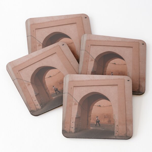 Item preview, pink walls of marrakech medina souk moroccan doorway and streets designed and sold by Morocco Marrakech Photo Prints.