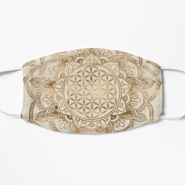 Flower of Life in Lotus - pastel golds and canvas Flat Mask