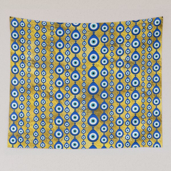 Item preview, Evil Eye pattern on golden texture designed and sold by k9printart.