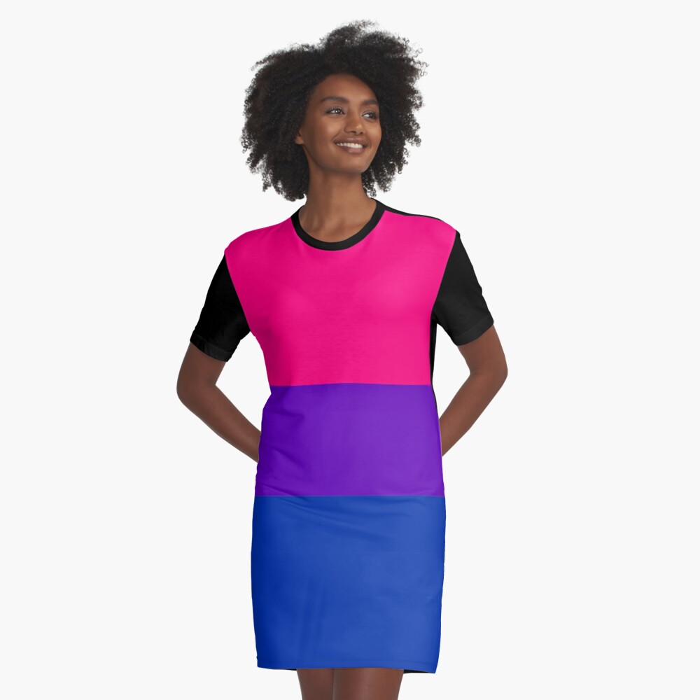 Solid Bisexual Pride Flag Graphic T-Shirt Dress