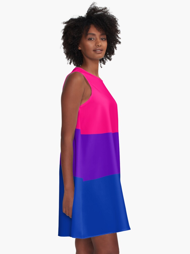Alternate view of Solid Bisexual Pride Flag A-Line Dress