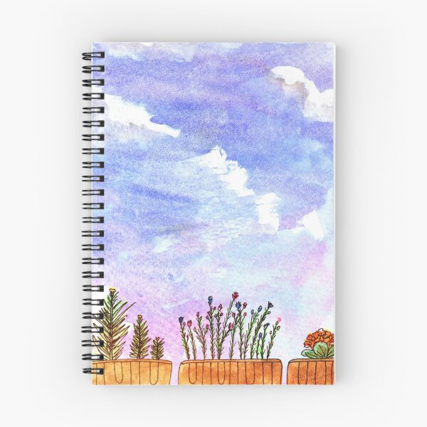 Item preview, Watercolors | Balcony with flowers and blue sky designed and sold by wunderfamily.