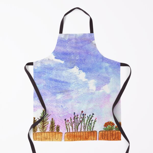 Item preview, Watercolors | Balcony with flowers and blue sky designed and sold by wunderfamily.