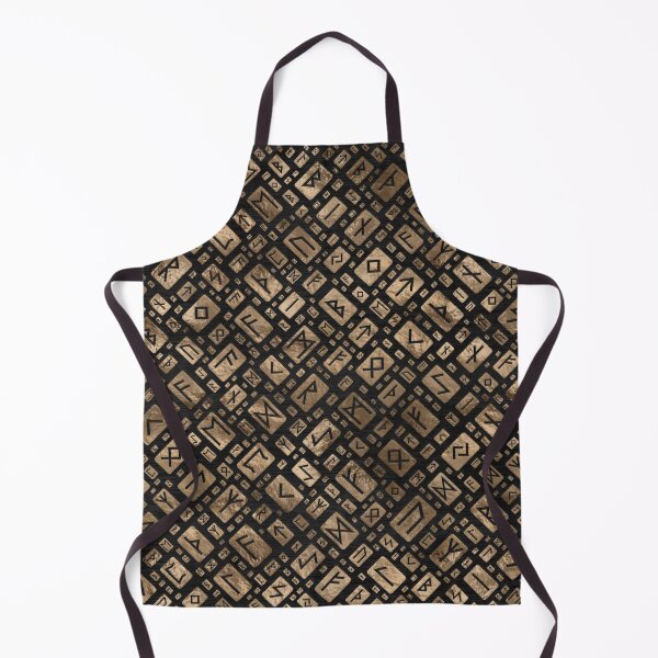 Item preview, Elder Runes - Futhark Pattern Gold on Black Wood #1 designed and sold by Nartissima.