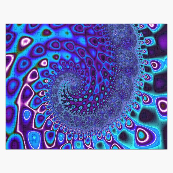 Fractal Spiral Art Orange Yellow Turquoise Purple Jigsaw Puzzle