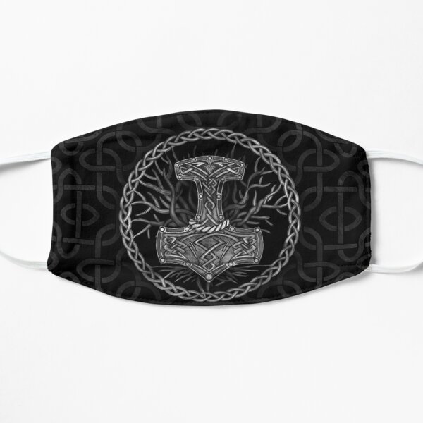 Mjolnir - The hammer of Thor and Tree of life Flat Mask