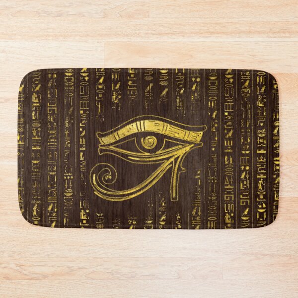 Item preview, Golden Egyptian Eye of Horus  and hieroglyphics on wood designed and sold by Nartissima.