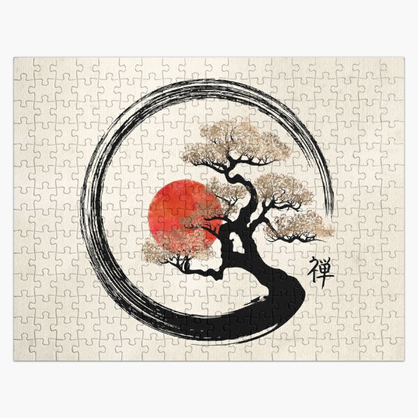 Zen Serenity Landscape - Sakura Mountain Sunset Jigsaw Puzzle for Sale by  k9printart