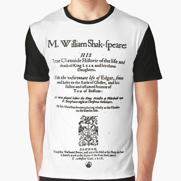 Shakespeare King Lear Frontpiece - Simple Black Version Graphic T-Shirt