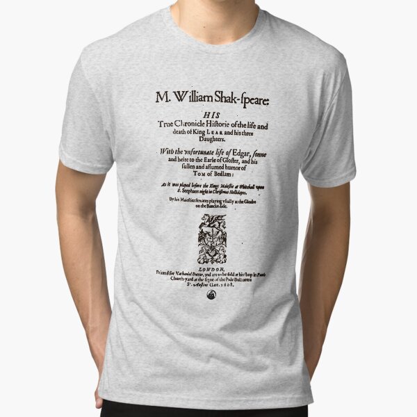 Shakespeare King Lear Frontpiece - Simple Black Version Tri-blend T-Shirt