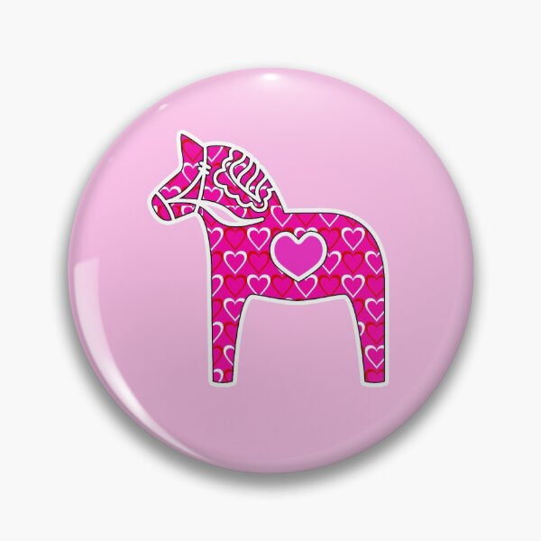 Item preview, Scandinavian Dala Horse Pink Swedish Symbol Fun Color Hearts designed and sold by funnytshirtemp.
