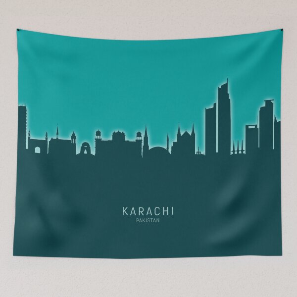 Artikelvorschau, Karachi Pakistan Skyline entworfen und verkauft von ArtPrints.