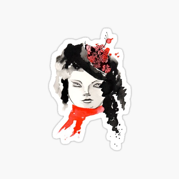 Winter Watercolor Girl Sticker