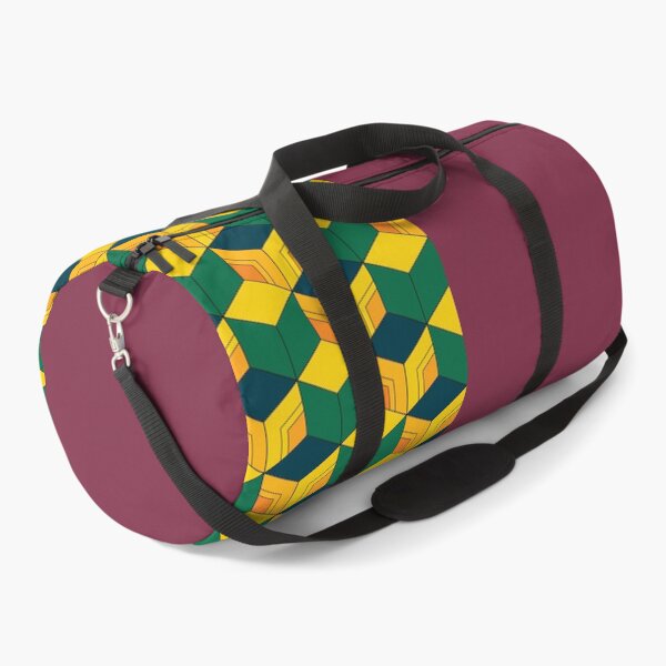 Giyu's Half Solid Half Geometric Traditional Japanese Kimono Pattern Duffle Bag