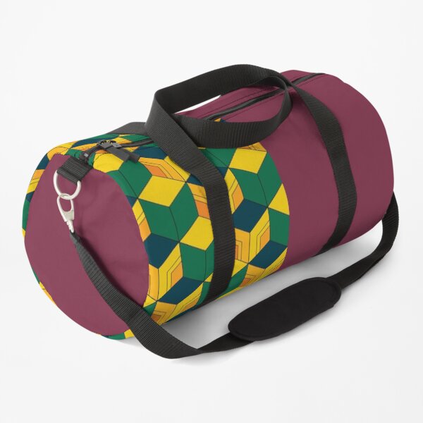 Traditional Japanese Geometric Kimono pattern, Half-Solid Half-Geometric Pattern, Japanese Haori Pattern Duffle Bag