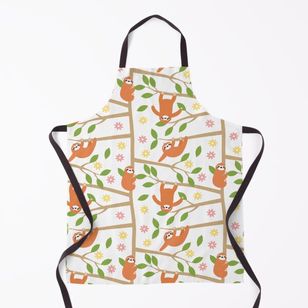 Cute Sloth and Flower Apron