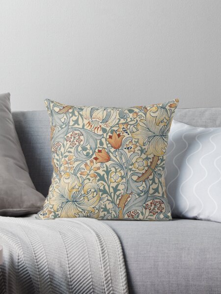 Aperçu de l'œuvre Morris Floral Flowers and Leaves Pattern (bleu, crème) créée et vendue par thelittlebat.