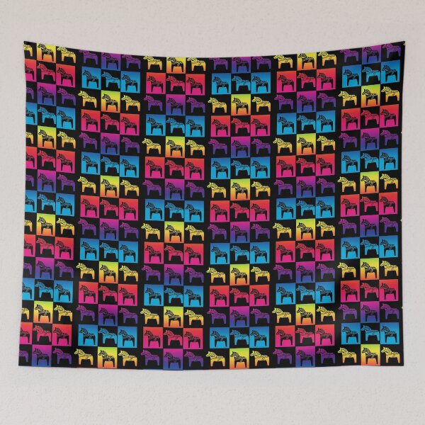 Item preview, Dala Horse Swedish Symbol Dalahost Equestrian Horse Lovers Rainbow designed and sold by funnytshirtemp.