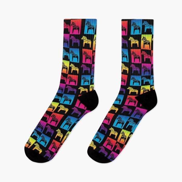 Item preview, Dala Horse Swedish Symbol Dalahost Equestrian Horse Lovers Rainbow designed and sold by funnytshirtemp.