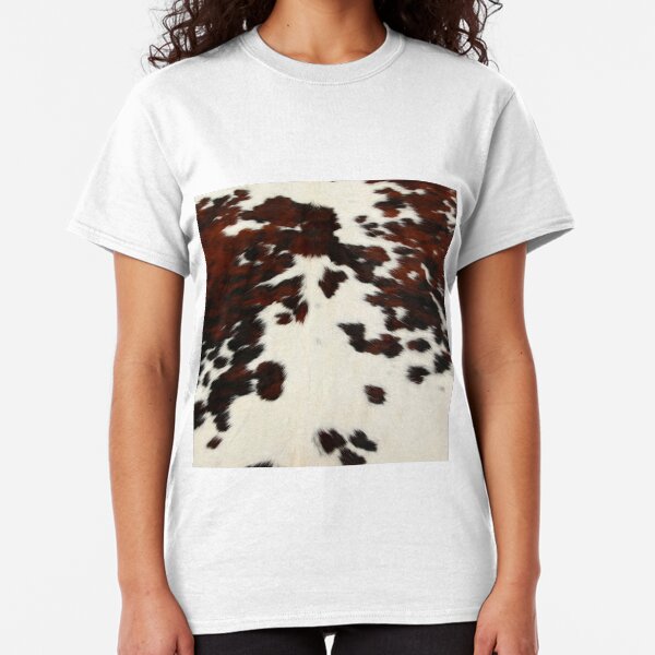 Bull skin t-shirt wild animal fur bright nature print cow leather style tee