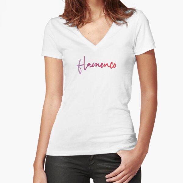 Flamenco Blended Lettering Fitted V-Neck T-Shirt