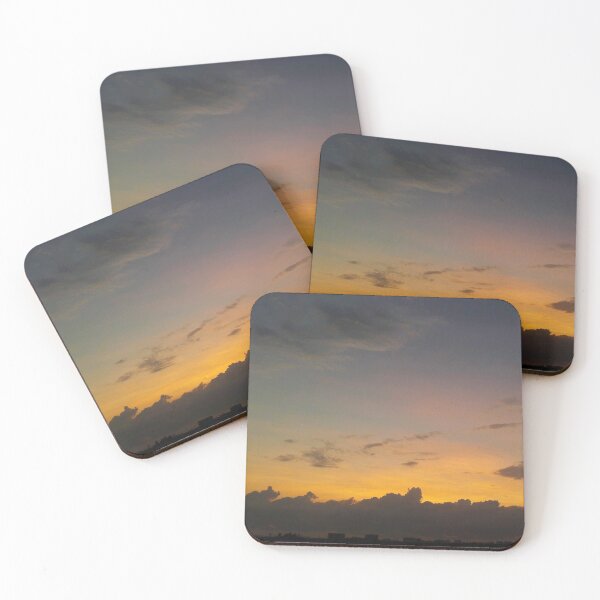 Item preview, Pink orange sunset and grey clouds designed and sold by PrakritiPrints.