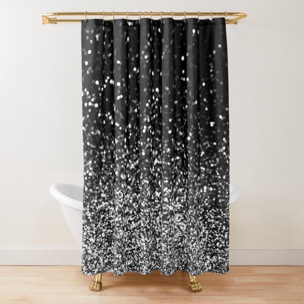 Silver and Black Glitter Shower Curtain