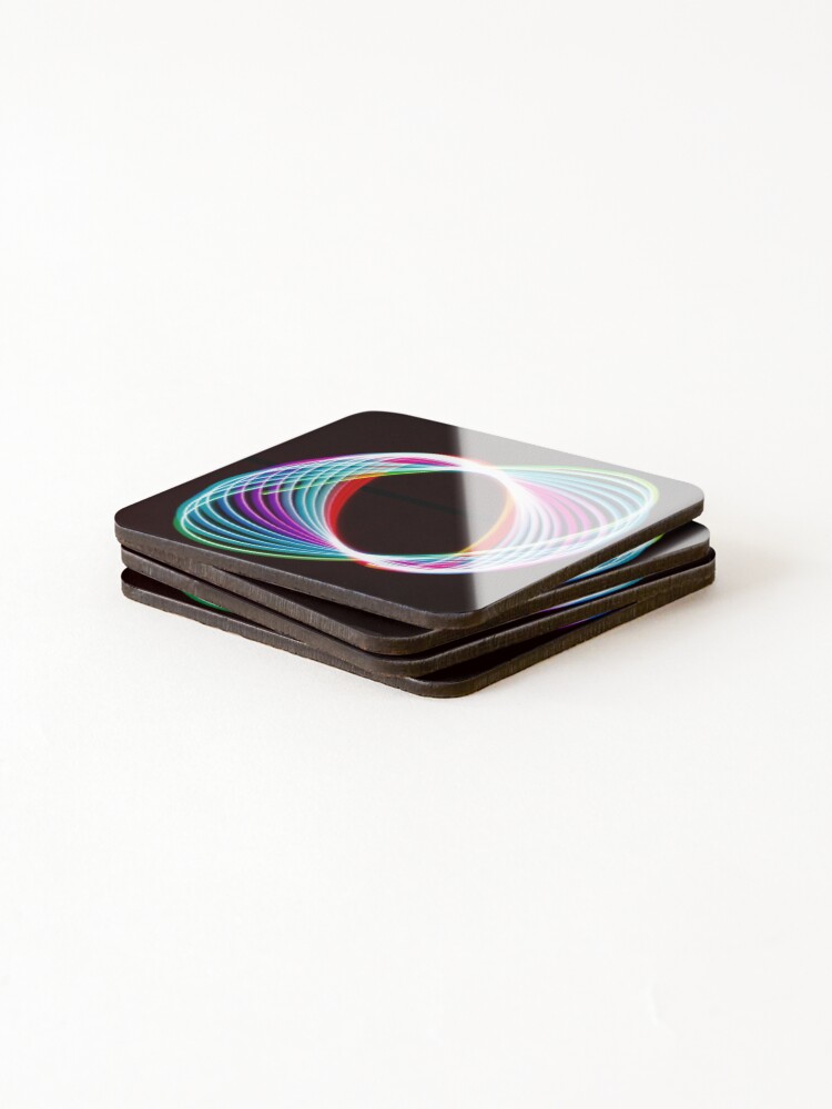 Thumbnail 4 of 5, Coasters (Set of 4), Light spirograph designed and sold by BorderLoopLab.