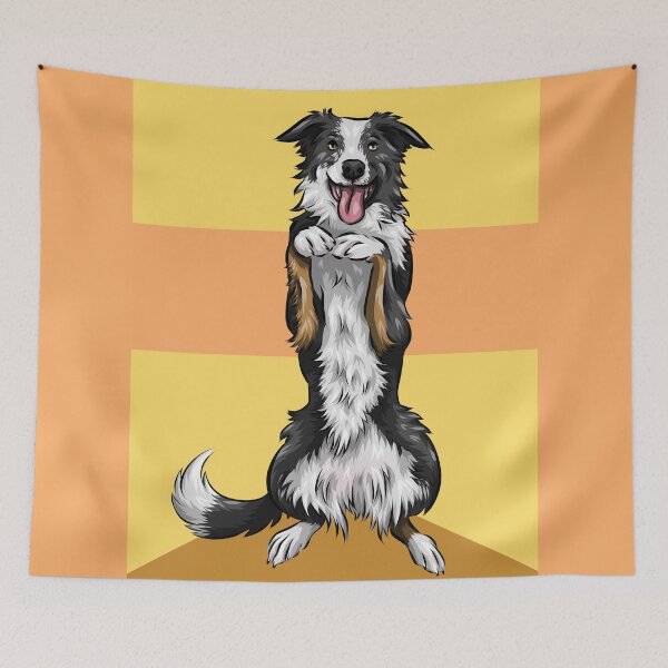 Item preview, Cute Border Collie | Cute Dog Art | Yellow Background designed and sold by shirinsart.