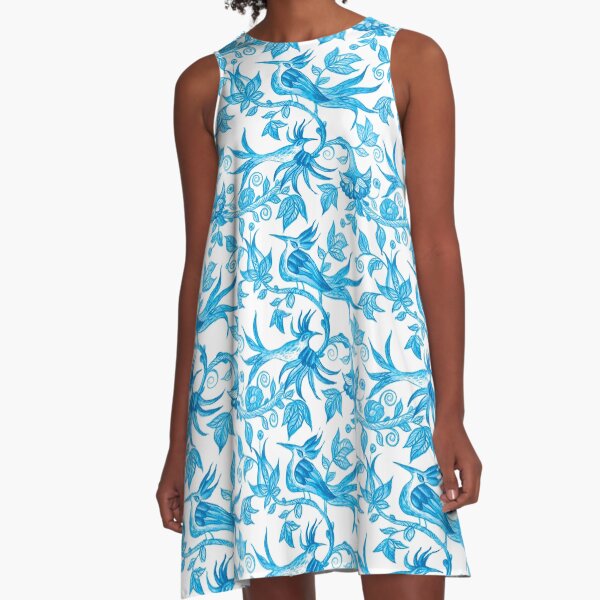 Feeling blue-Birds A-Line Dress
