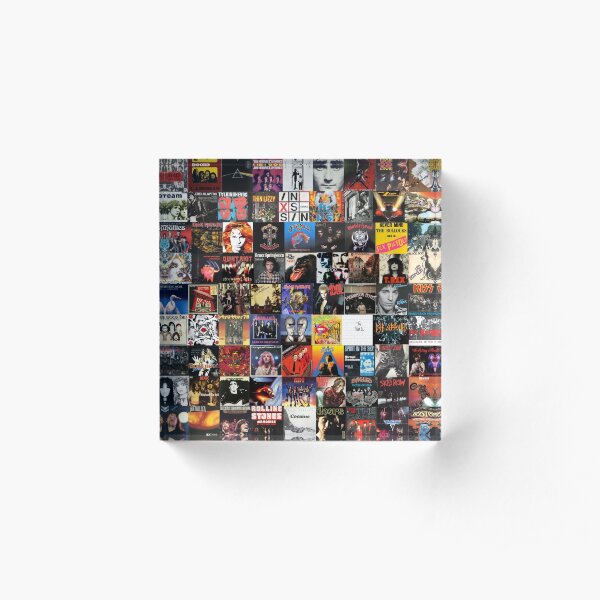 Rock Vinyl Collage Acrylic Block