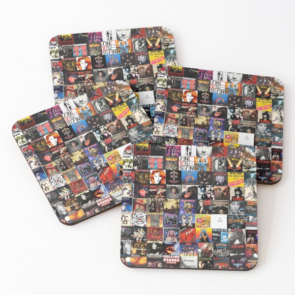 Rock Vinyl Collage Coasters (Set of 4)