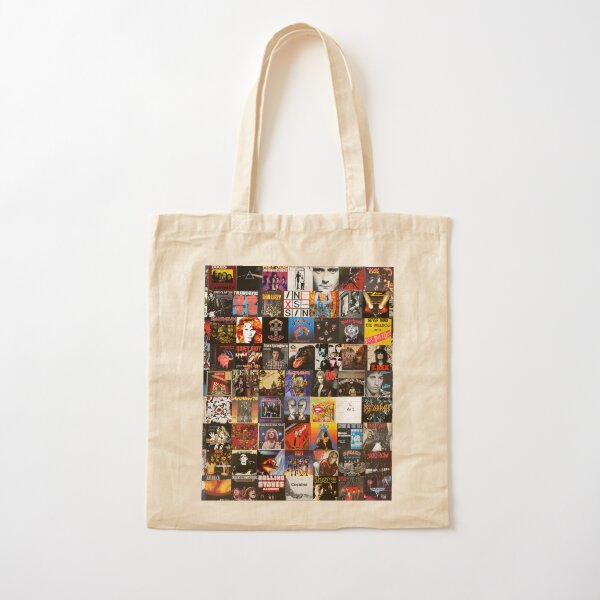Rock Vinyl Collage Cotton Tote Bag