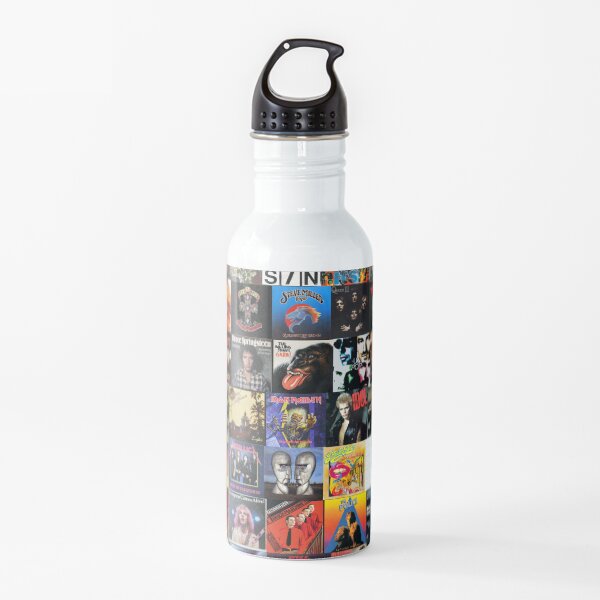 Rock Vinyl Collage Water Bottle