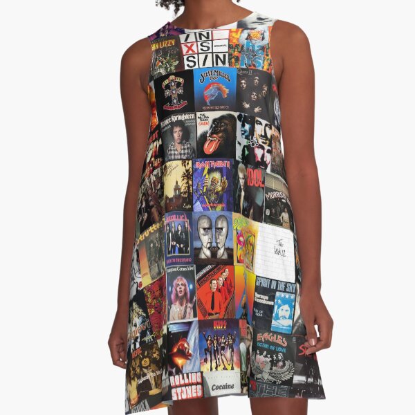 Rock Vinyl Collage A-Line Dress