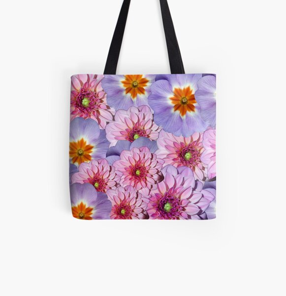 Summer Flowers Collage All Over Print Tote Bag