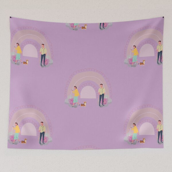 Item preview, Boy and Girl Purple Rainbow With Corgi designed and sold by writetyperr.