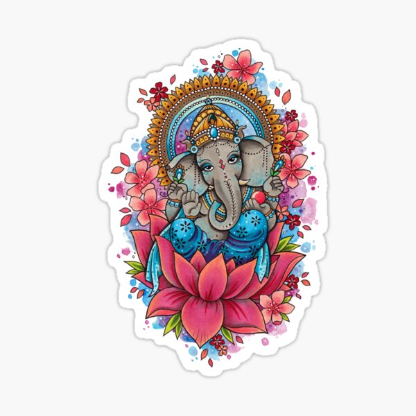 Elephant and Flowers Sticker